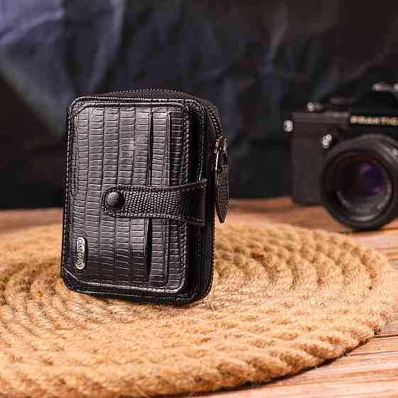 Практичне портмоне з натуральної фактурної шкіри CANPELLINI 21494 Чорне Київ