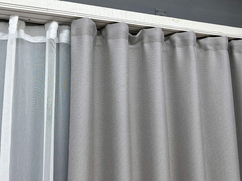 Комплект штор VR-Textil Льон Мішковина 100х270 2шт і Тюль 300х270 867ш-1701т Світло-сірий з білим 71-179/1 Київ - фото 16