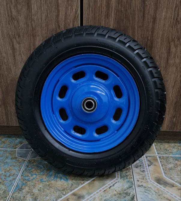 Колесо для тачки 3.5х10 Синий Колесо пневматическое с шариковым подшипником с обоих сторон Колеса к тачке Белая Церковь - изображение 5