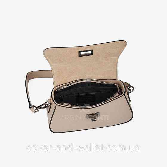 Пудрова жіноча сумочка з гладкої шкіри із клапаном на поворотному замку Virginia Conti Київ