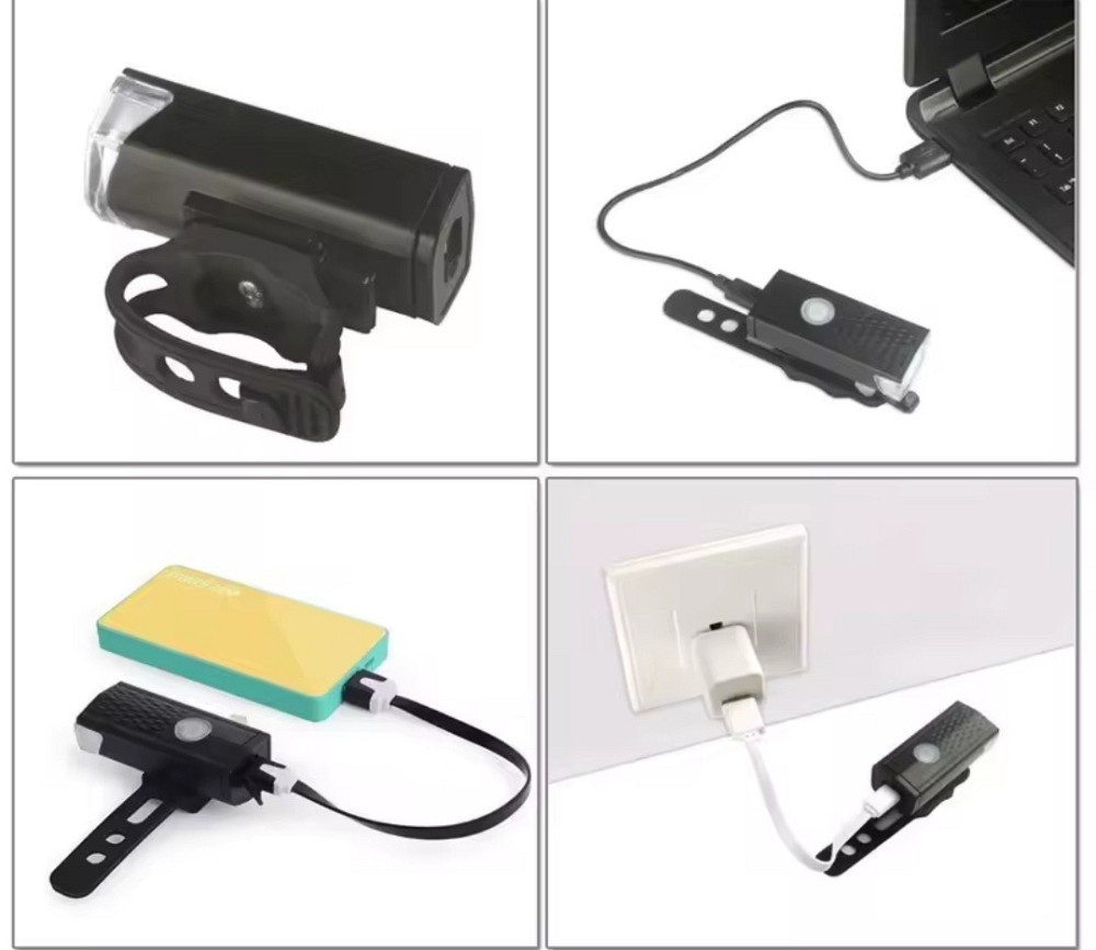 Набор светодиодный велосипедный LED фонарь и задний фонарь от USB с 7 см черный Киев - изображение 7