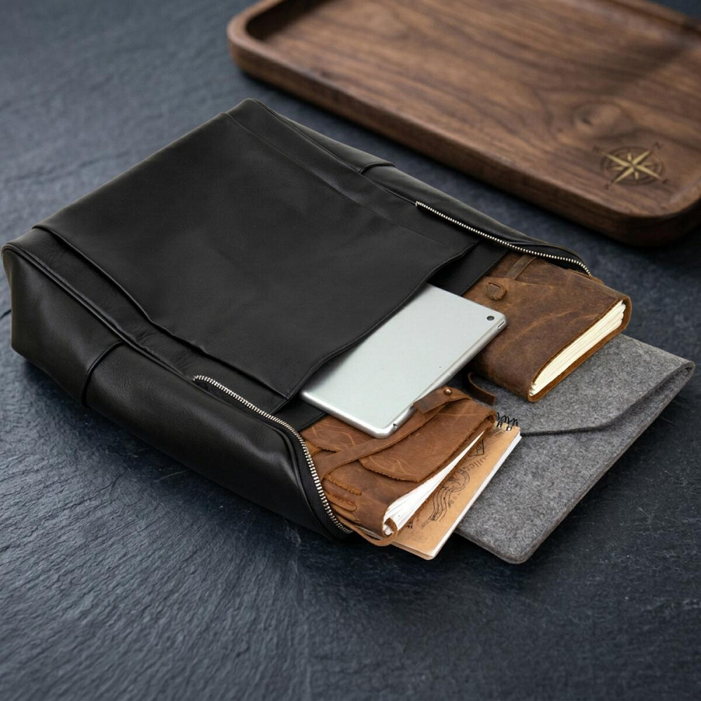 Шкіряний рюкзак для ноутбука роботи навчання та міста Vintage 14523 Чорний Київ - фото 12