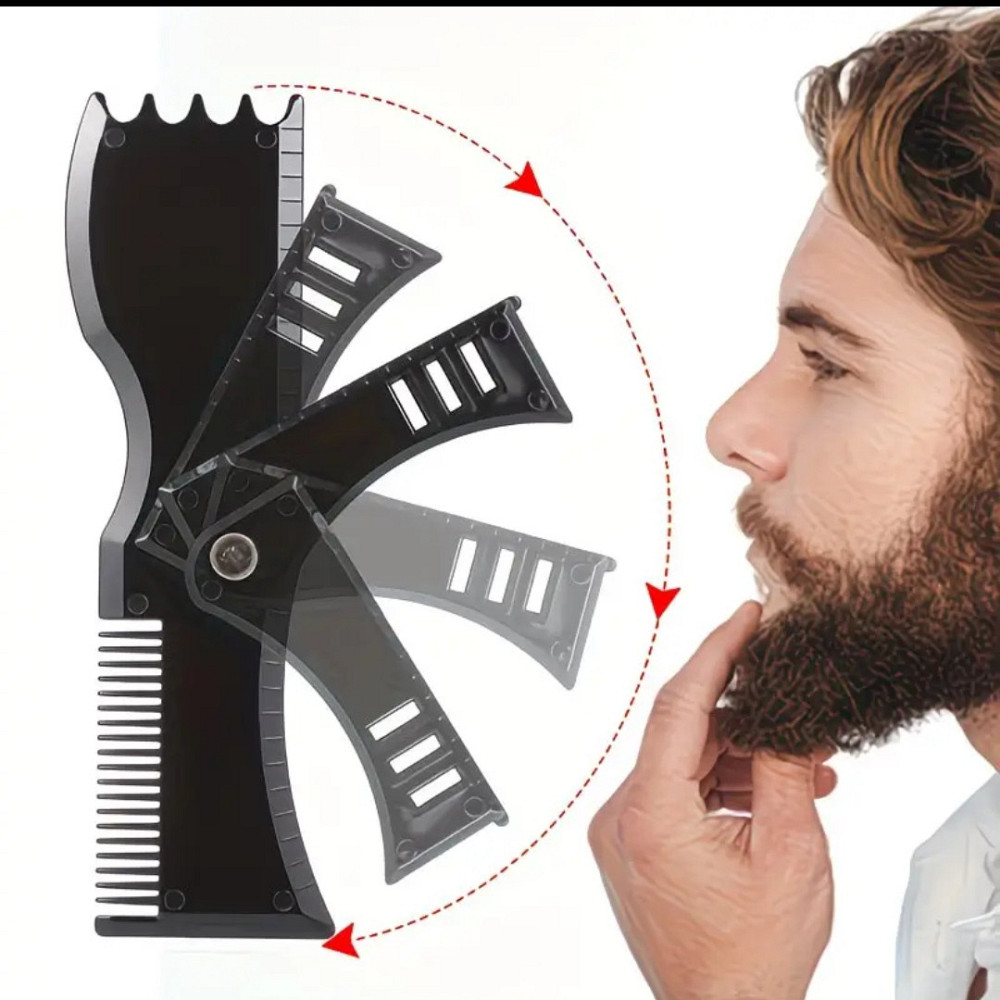 Шаблон для бороды с дополнительными лезвиями трафарет для бороды и усов стайлер триммер для бороды черный Киев - изображение 5