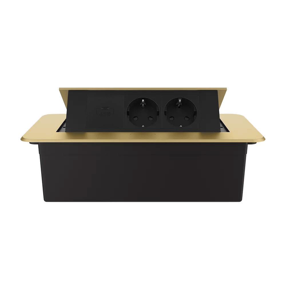 Меблева розетка потрійна LIVOLO золота, вбудована у стільницю, з USB Type-C 45 Вт, висувна, з заземленням, плавне відкриття, алюміній (VL-SHS013-TC-UC Коломыя - изображение 7