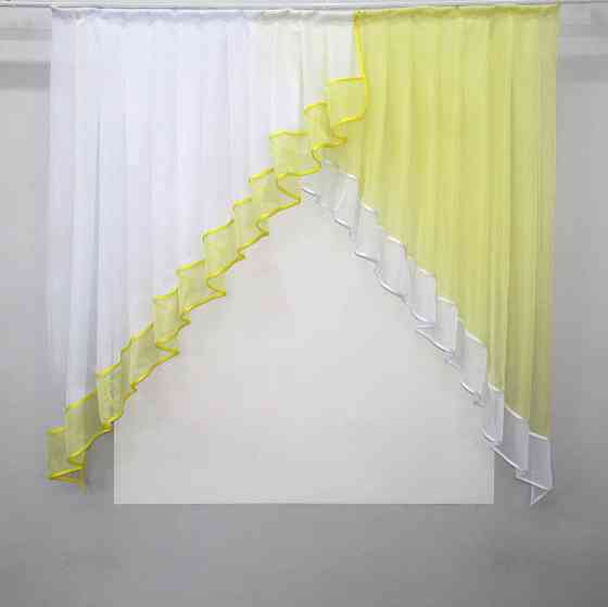 Кухонная занавеска VR-Textil № 023к белый с лимонным 150х150 см (52-0400) Киев