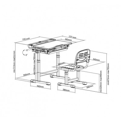 Парта со стулом Cubby Vanda Grey (222012) Винница - изображение 8