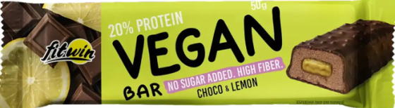 Энергетические батончики Fit Win Vegan Bar 12x50g шоколад и лимон Киев