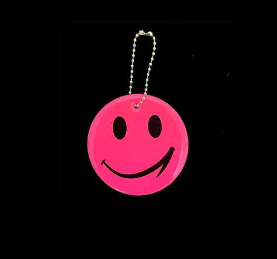 Брелок фликер Смайлик 65 мм розовый Киев