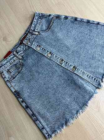 Шорти-спідниця жіночі Vanver 227 джинсові на гудзиках з бахромою блакитні, блакитний, З6, 36, 97 см, 125 см Київ