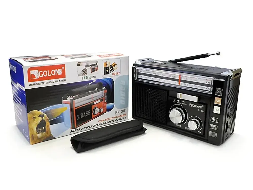 Радіоприймач Golon RX-382 з динаміком, живлення 220V або батарейки UM-1, 3 діапазони хвиль, портативний Одеса - фото 1