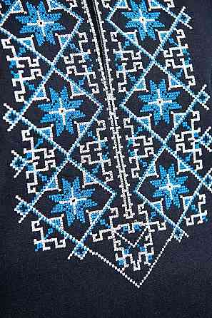 Вишиванка для хлопчиків, лляна, темно-синя, топ Київ