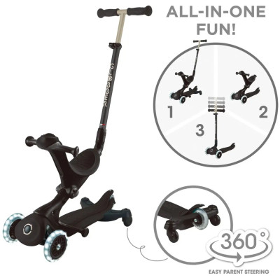 Самокат Globber Go Up Deluxe Lights 5 в 1 колеса з підсвіткою Чорний (646-720-2) Вінниця - фото 9