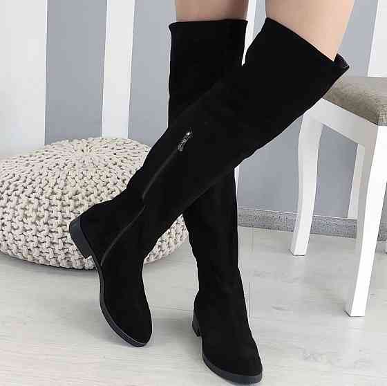 Nivelle Ботфорти жіночі NIVELLE чорні натуральна замша зима євро-хутро висота 53см обхват гоміл Коломыя