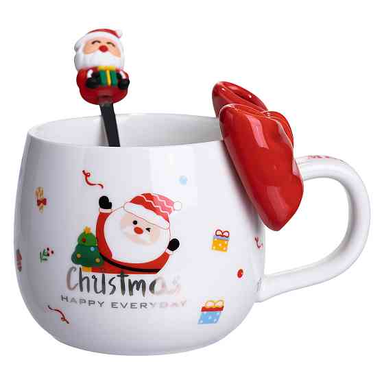 Чашка с ложкой Merry Christmas 400 мл, красная Киев