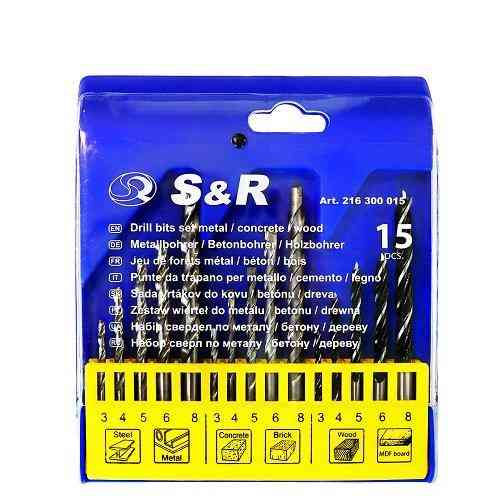 Набір свердел комбінований S & R 15 шт.(216300015) Коломыя
