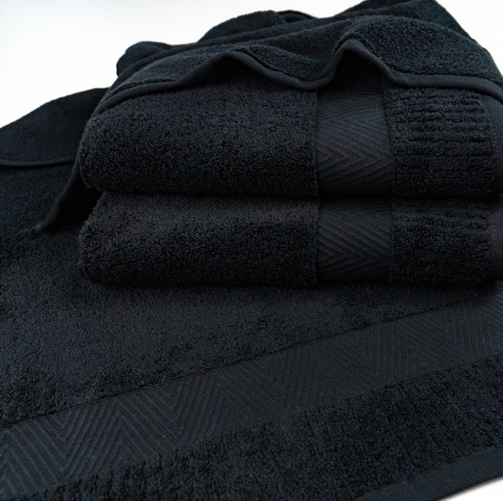 Банний махровий рушник 70x140см Преміум якості Зеро Твіст Бордюр 550г/м2 (Чорний) Суми - фото 3