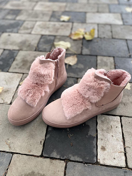 Ботинки женские LX17-219 пудра еко-замша зима высота 11см подошва 2см стелька 37р.-23.5см 39р.- Коломыя - изображение 7