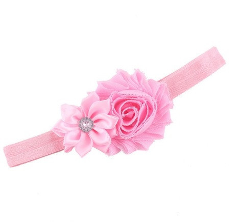 Повязочка на голову дитяча рожева - декор 9см, розмір універсальний (на резинці) Київ - фото 1