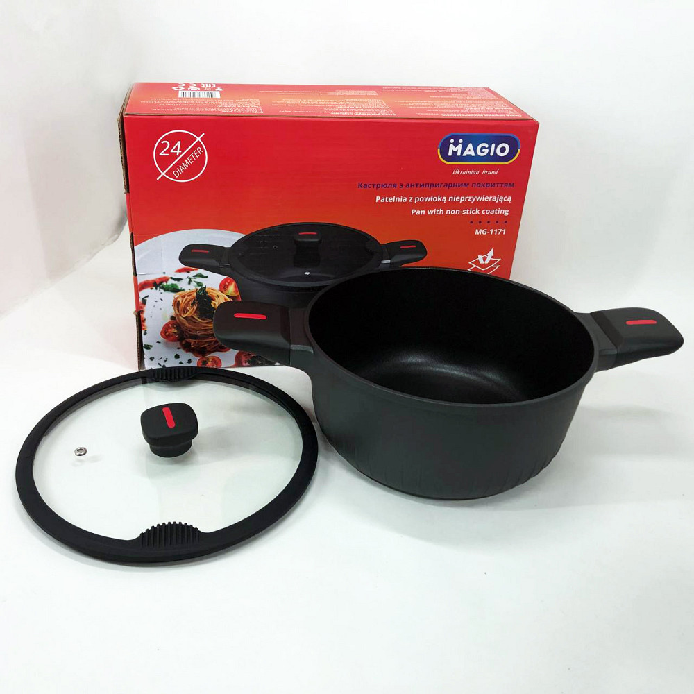 Кастрюля Magio MG-1171 Литая антипригарная 5л 24 см UO-35 Львов - изображение 16
