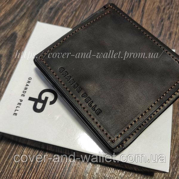 Компактний вертикальний портмоне на магнітах із натуральної шкіри Grande Pelle Lettera Київ - фото 5