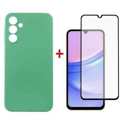 Чехол для мобильного телефона Dengos Kit for Samsung Galaxy A15 case + glass (Mint) (DG-KM-59) Винница
