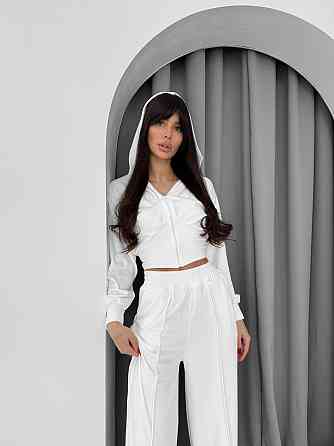 Жіночий прогулянковий костюм-двійка: кофта на блискавці та штани з велюру Білий, 42/44 Одеса