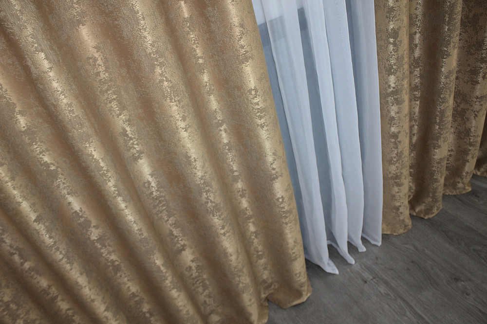 Комплект штор на люверсах VR-Textil Жакард Sultan YL № 1205ш Медово-золотистий 150х250 см 2 шт (37-0061) Київ - фото 7