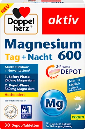 Doppelherz Magnesium 600 Tag + Nacht Depot-Tabletten 30 St  магній 600 Львів