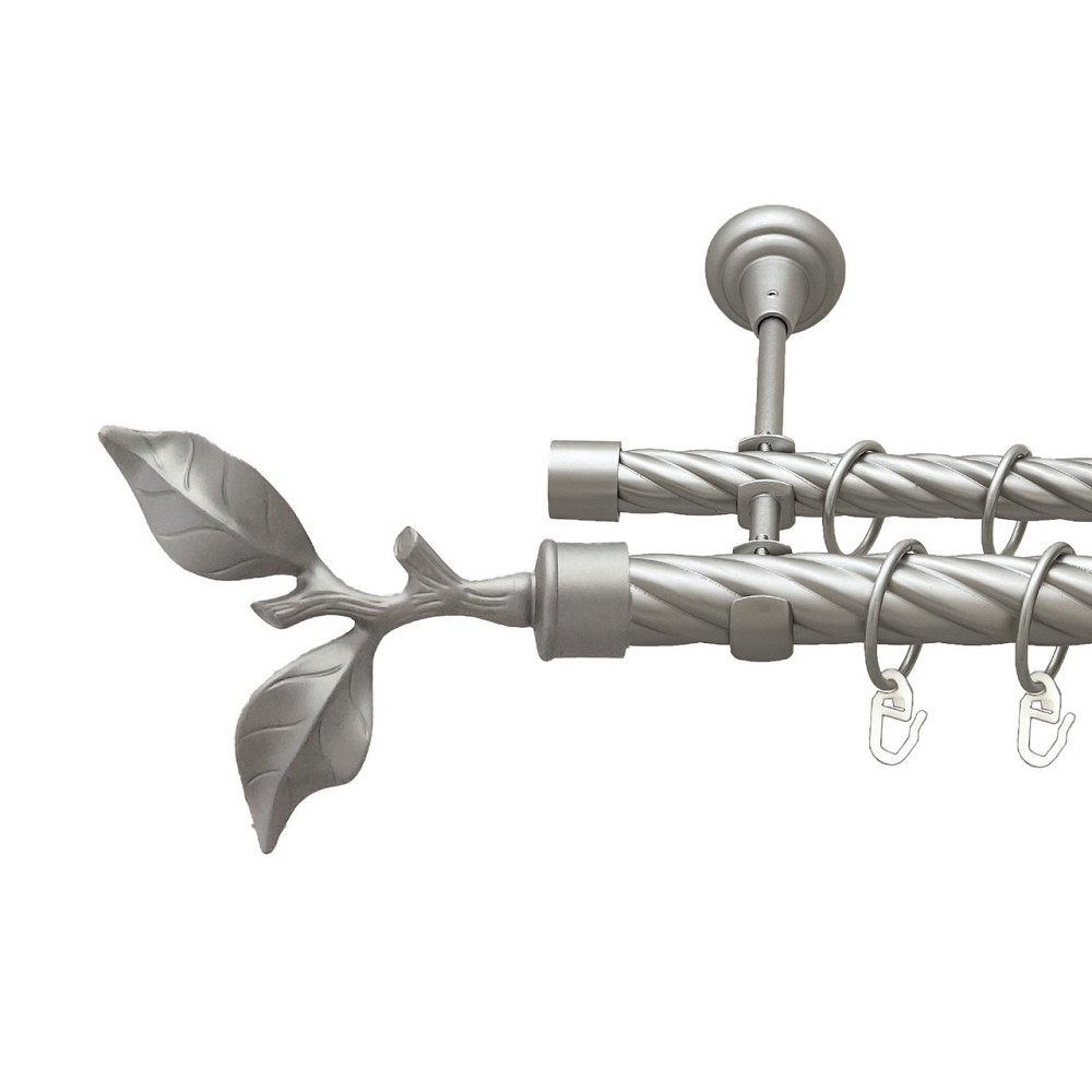 Карниз Orvit Листок Троянди металевий дворядний відкритий скручена труба кільце металеве Сатин 25\19 мм 240 см Львов - изображение 1