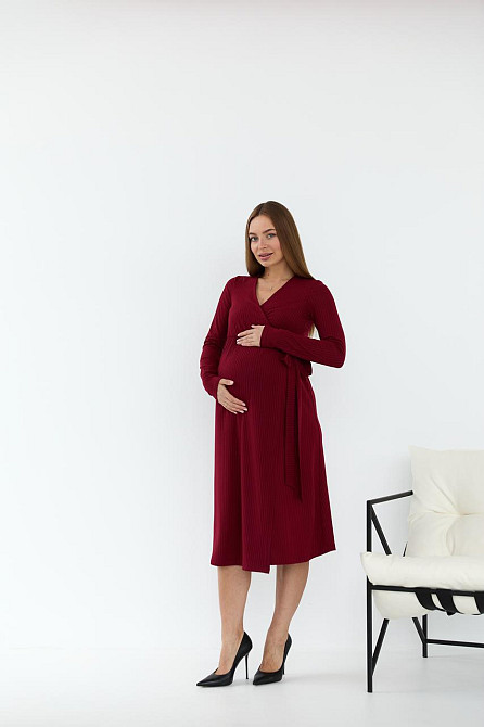 Сукня в рубчик для вагітних і годуючих Bondy Lullababe розмір XXL Бордовий Кривий Ріг - фото 1