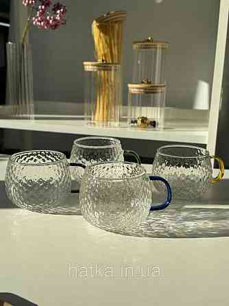 Кухоль чашка Olens "Леденець" 450 мл 8030-256 прозорий із синьою ручкою Київ