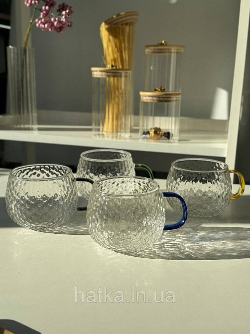 Кухоль чашка Olens "Леденець" 450 мл 8030-256 прозорий із синьою ручкою Київ - фото 2