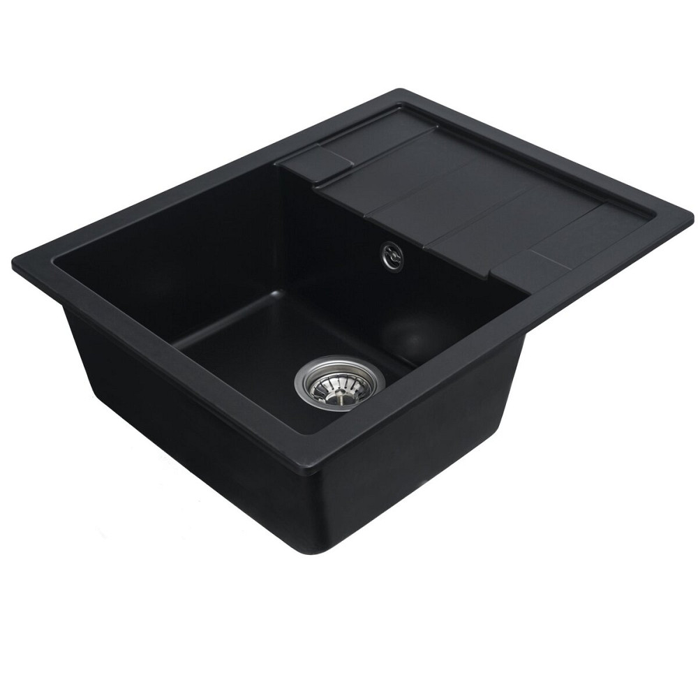 VALESO Гранітна мийка для кухні VALESO INTENSO 6550 матова Чорна Коломия - фото 16