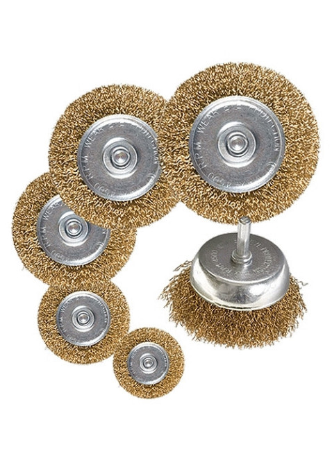 Набір щіток для дрилі, 6 шт., 5 плоских 40-50-65-75-100 мм + 1 "чашка" 50 мм, зі шпильками MATRIX Полтава - фото 1