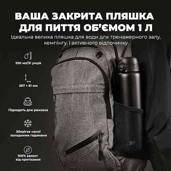 Пляшка для води металева вакуумна ION8 920 мл. Vacuum Insulated, Black Кам'янське