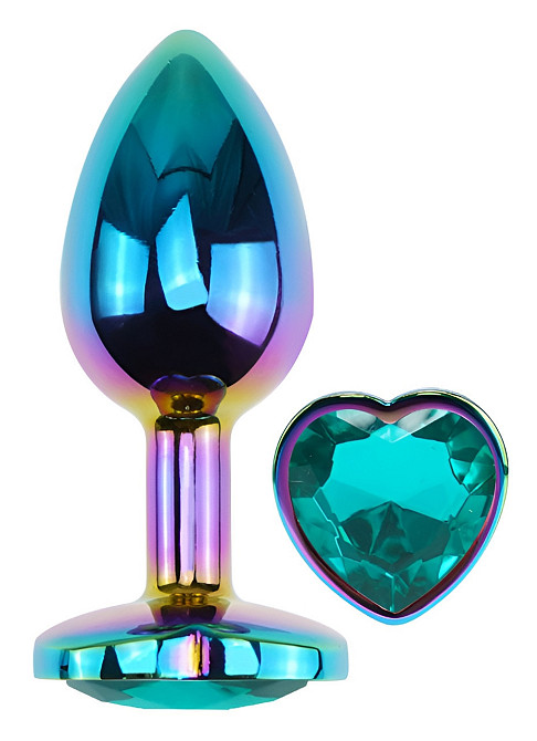 Анальна пробка з кристалом EGZO - Multicolor Heart Plug Marine size S Sex Aura Київ - фото 2