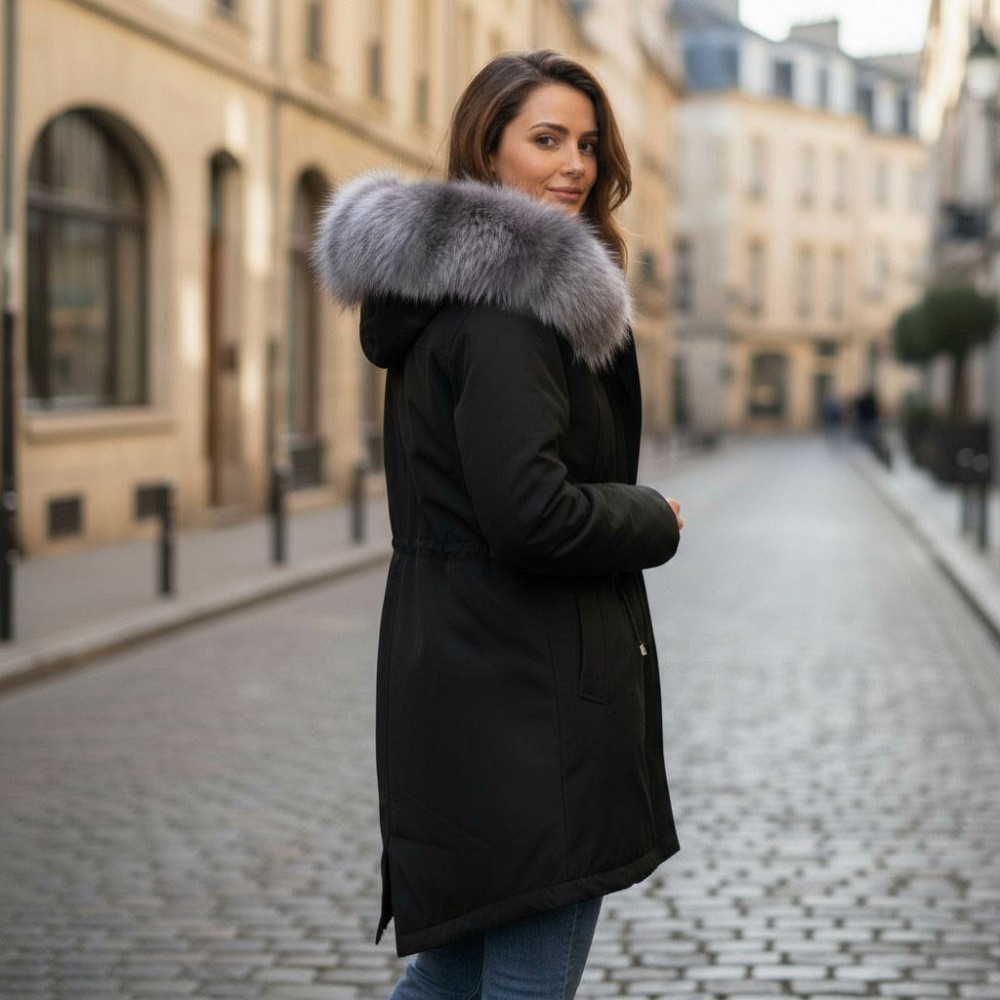 Парка жіноча з хутром блюфрост Чорний р46 75см Харків - фото 4