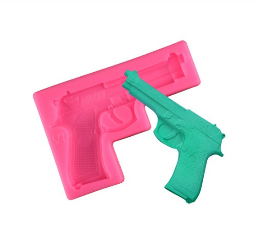 Молд силиконовый Пистолет 105 на 75 мм розовый Киев - изображение 2