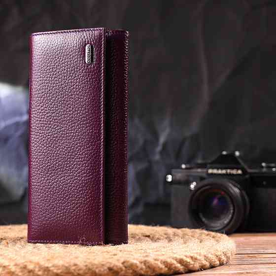 Жіночий гаманець з натуральної зернистої шкіри Фіолетовий (CANPELLINI) Київ