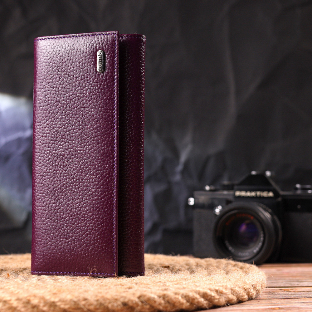 Жіночий гаманець з натуральної зернистої шкіри Фіолетовий (CANPELLINI) Київ - фото 2