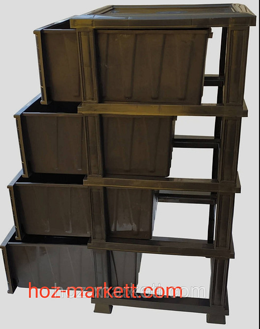 Комод пластиковый тумбочка на 4 ящика Мрамор черный Elif Турция Харьков - изображение 3