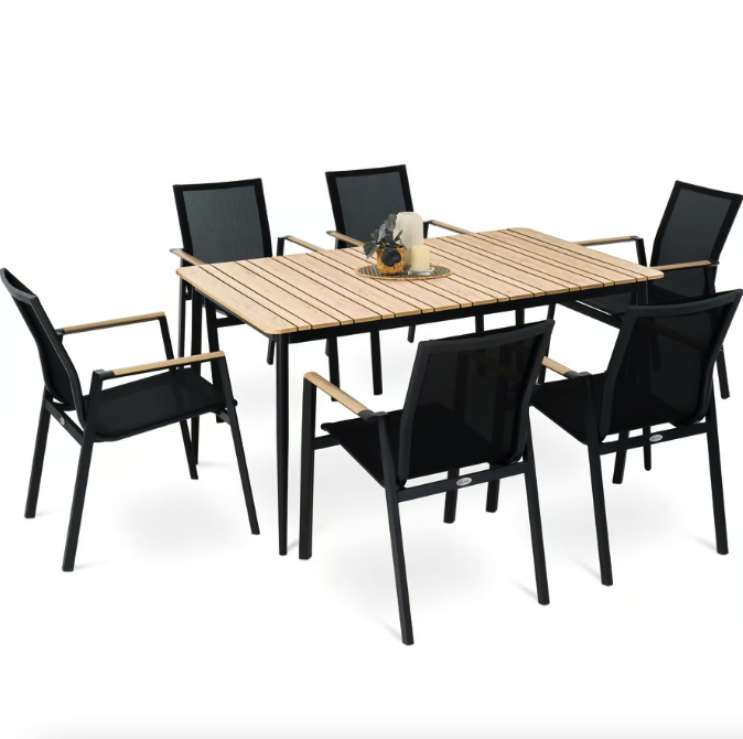 Комплект садових меблів Di Volio Brivio 6+1 чорний/бежевий Киев - изображение 1