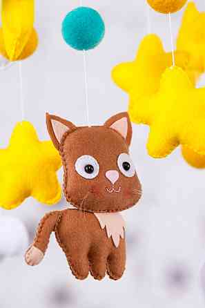 Дитячий мобіль на ліжечко для немовлят WooolyWool «Кошенята» Київ