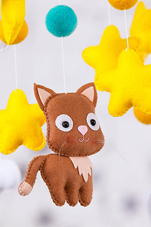 Детский мобиль на кроватку для младенцев WooolyWool «Котята» Киев - изображение 4
