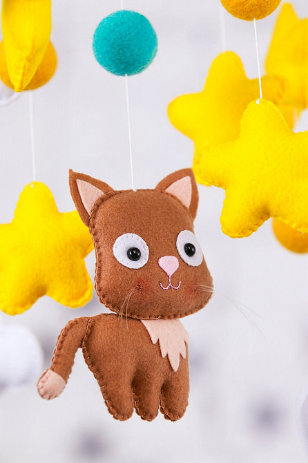 Дитячий мобіль на ліжечко для немовлят WooolyWool «Кошенята» Київ - фото 4