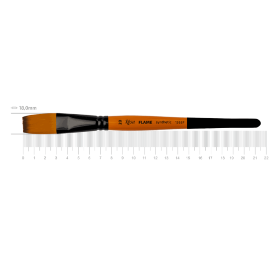 Кисть синтетика плоская FLAME 1368F No20 короткая ручка ROSA Киев