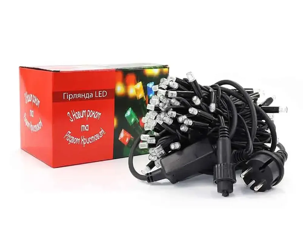 Гирлянда уличная 3,3мм черный провод 10м 100LED белый свет мерцающая лампа Lux LINE-3.3-100-W-2 Одесса - изображение 1