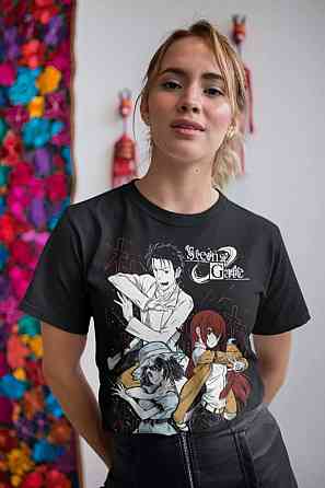 Футболка для мальчика аниме Стеинс Гате Курису Макисе оверсайз (рост от 165 до 180 ) Черний AnimeJ0346m Днепр