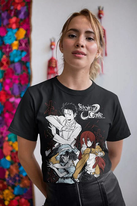 Футболка для мальчика аниме Стеинс Гате Курису Макисе оверсайз (рост от 165 до 180 ) Черний AnimeJ0346m Днепр - изображение 2