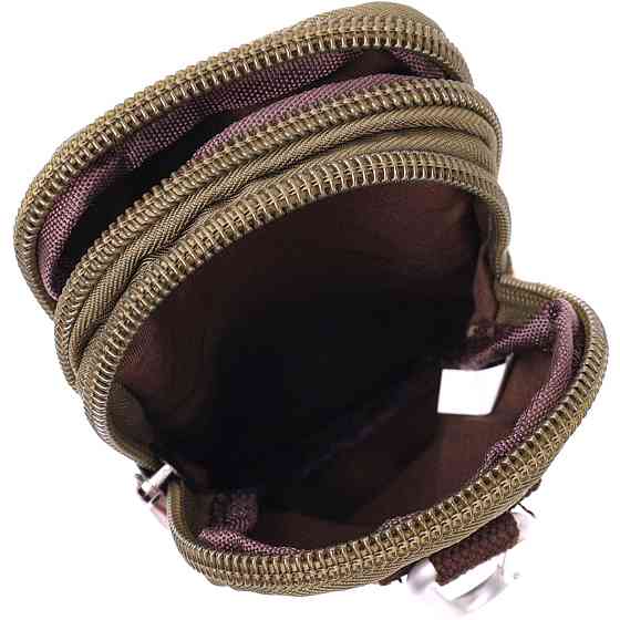 Компактная сумка-чехол на пояс с металлическим карабином из текстиля Vintage 22224 Оливковый Киев